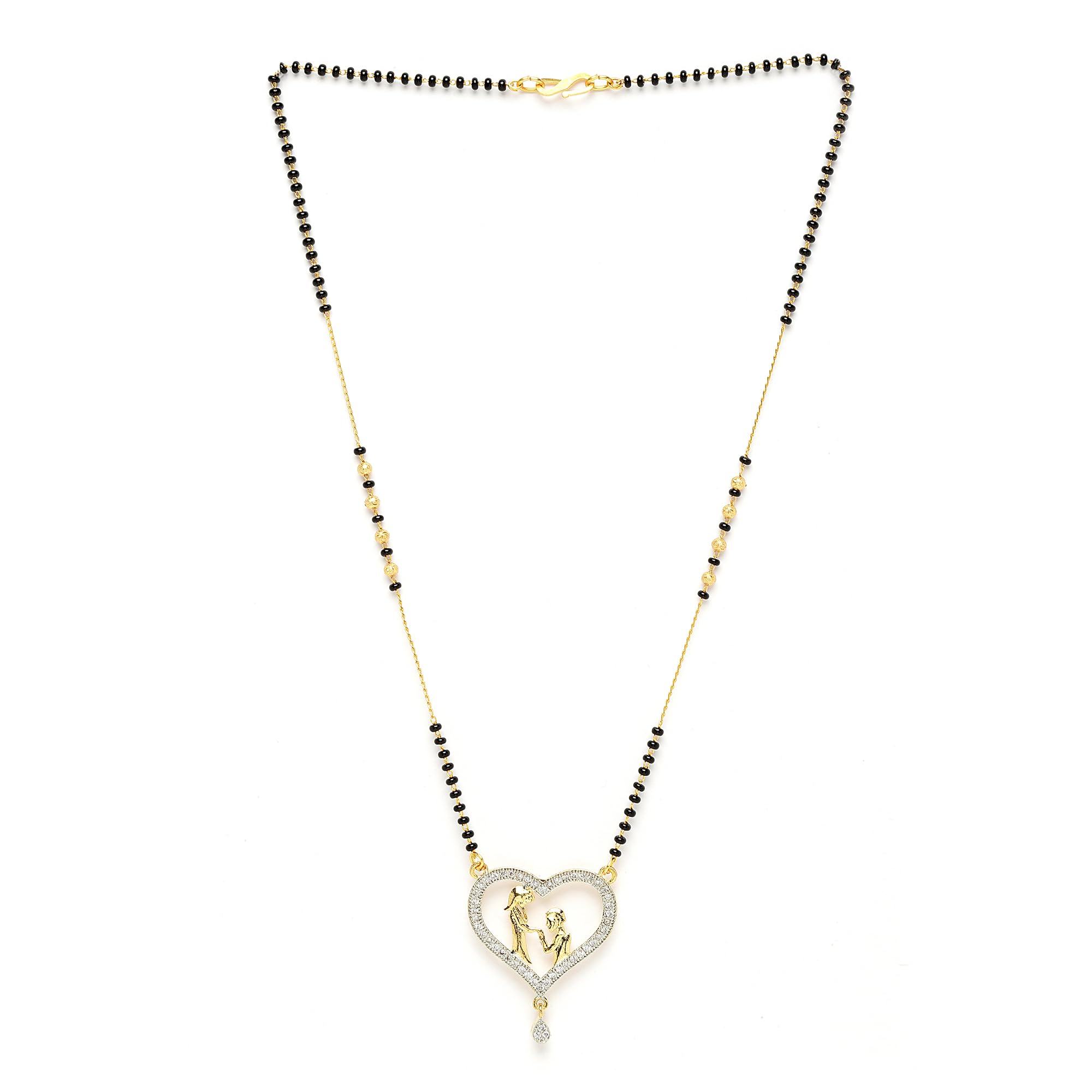 Heart Shaped CZ Plated Mangalsutra Beads Non-Precious Metal Standard Size